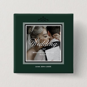 Emerald green customizable 50th wedding 15 cm square badge
