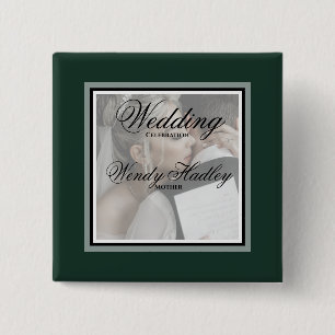 Emerald green customizable wedding name button