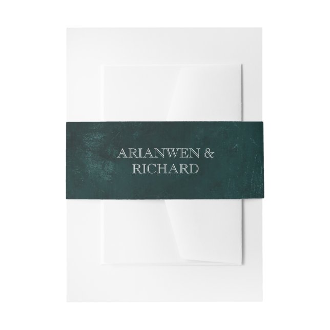 Emerald green Dark Band Invitation Belly Band (Front Example)