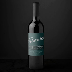 Emerald Green Deep Jade Velvet Grunge Thank You Wine Label