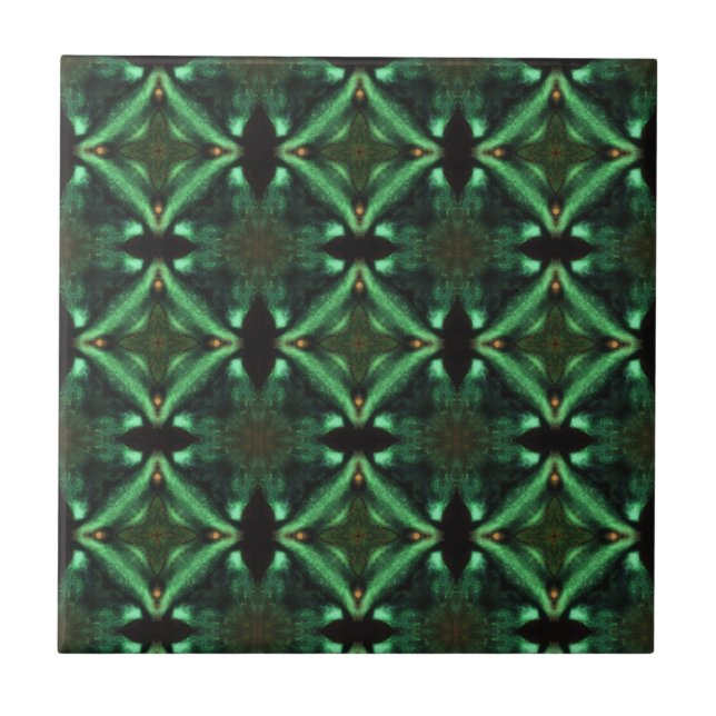 Emerald green diamonds gorgeous geometric art ceramic tile (Front)