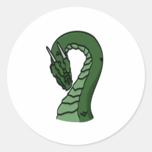 Emerald Green Dragon Fantasy Emblem Classic Round Sticker