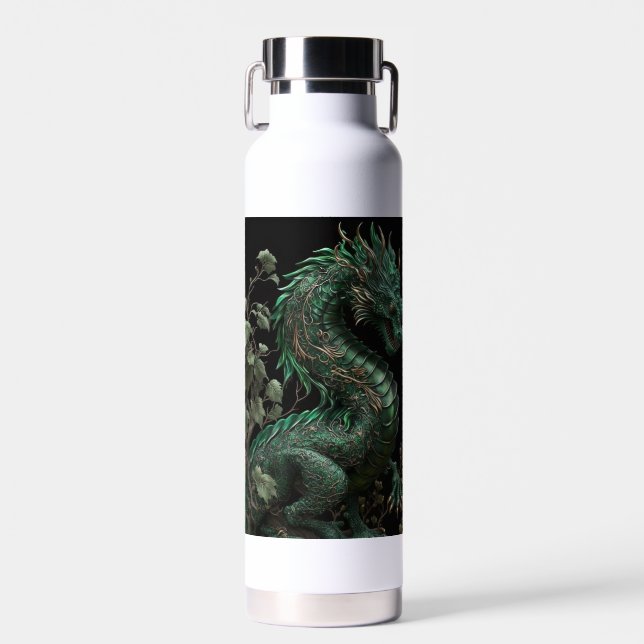 emerald green dragon  water bottle (Front)