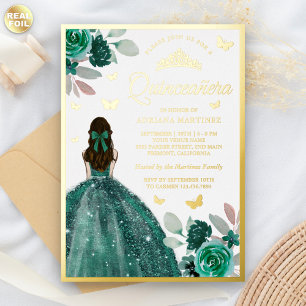 Emerald Green Dress Butterfly Quinceanera Gold