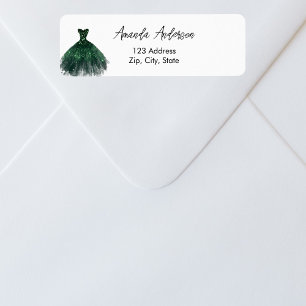Emerald green dress return address return address label