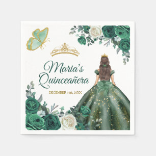 Emerald Green Dresses Quinceañera Crown Birthday Napkin