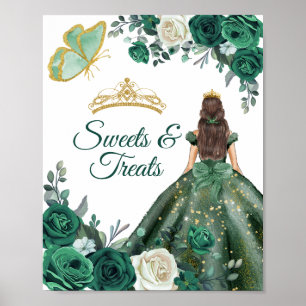 Emerald Green Dresses Quinceañera Sweet Treats Poster