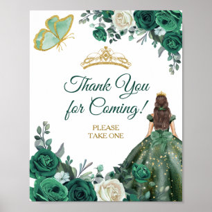 Emerald Green Dresses Quinceañera Thank You  Poster