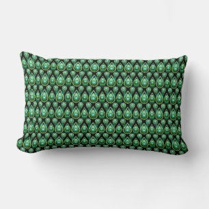 Emerald Green Drop Pattern Elegant Christmas Lumbar Cushion