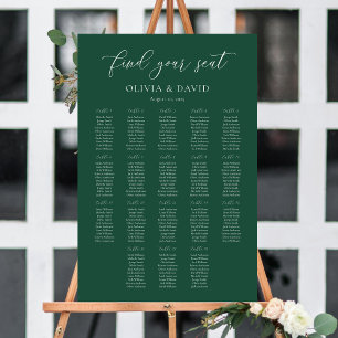 Emerald Green Elegant 18 tables Seating Chart