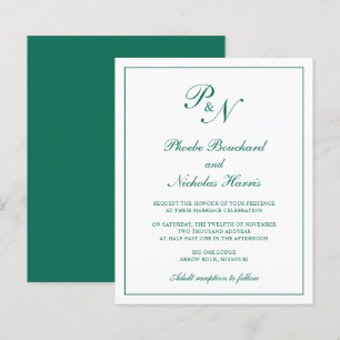 Emerald Green Elegant Budget Wedding Invitation
