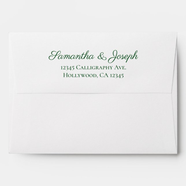 Emerald Green Elegant Calligraphy Envelope (Back (Top Flap))