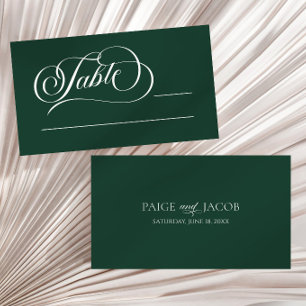 Emerald Green Elegant Classic Minimalist Wedding Place Card