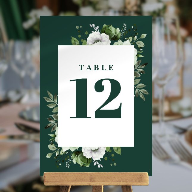 Emerald Green Elegant Country Floral Table Number (Emerald Green Elegant Country Floral Table Number)