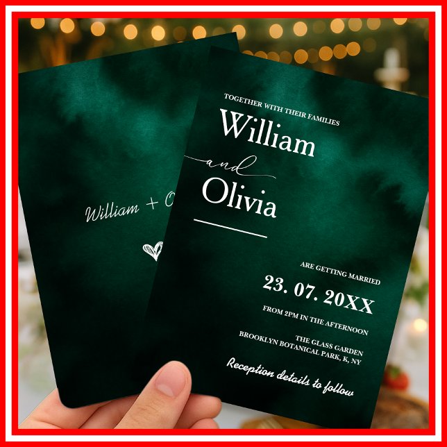 Emerald Green Elegant Modern Minimalist Wedding Invitation (Creator Uploaded)