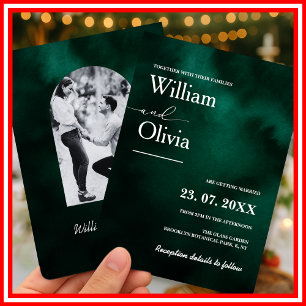 Emerald Green Elegant Modern PHOTO Wedding Invitation