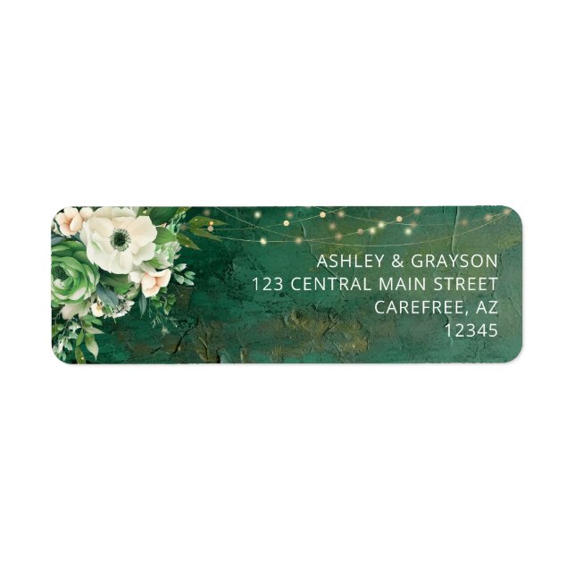 Emerald Green Elegant Return Address Label (Front)