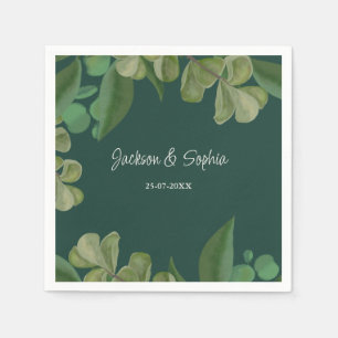 Emerald green Elegant rustic greenery leaves lush Napkin