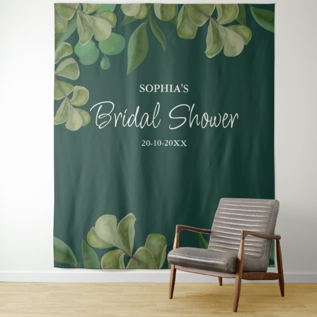 Emerald green Elegant rustic greenery leaves lush Tapestry (In Situ)