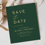 Emerald Green Elegant Save the Date Minimalist<br><div class="desc">Budget Wedding Boho Save the Date Cards. The Save the Date cards contain a modern hand lettered cursive script typography that are elegant,  simple and modern to use after you minimalist simple wedding day celebration.</div>