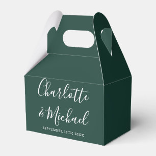 Emerald Green Elegant Signature Script Wedding Favour Box
