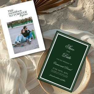Emerald Green Elegant Typography Classic Wedding Save The Date
