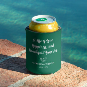 Emerald Green Elegant Wedding Cheers to Love Can  Cooler
