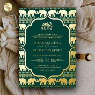 Emerald Green Elephant Indian Photo Wedding Gold
