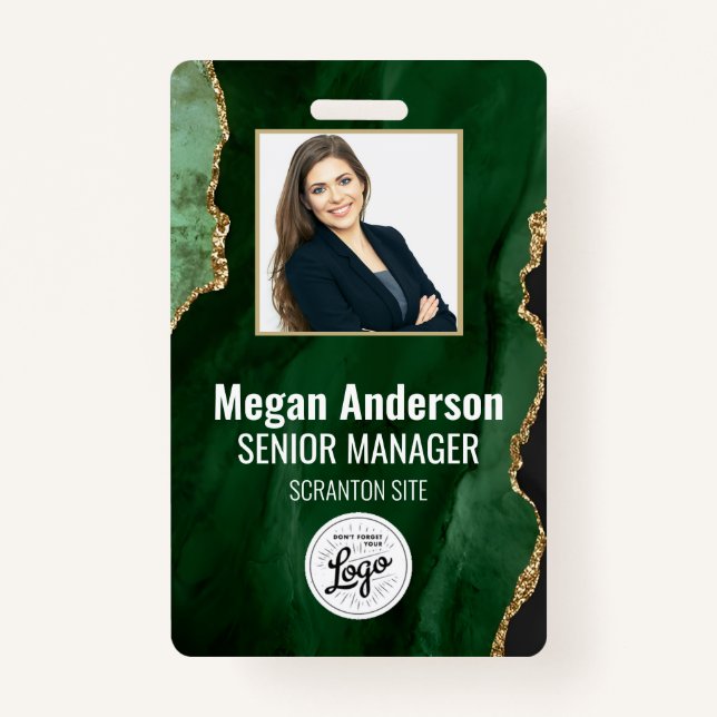 Emerald Green Employee Photo ID Badge (Front)
