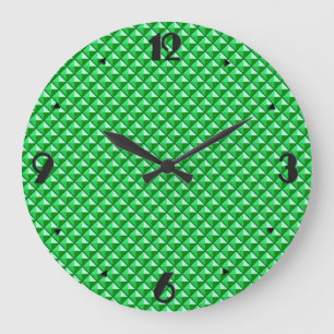 Emerald green, enamel look, studded grid large clock