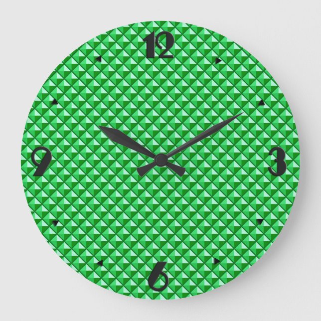 Emerald green, enamel look, studded grid large clock (Front)