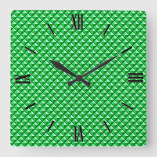 Emerald green, enamel look, studded grid square wall clock