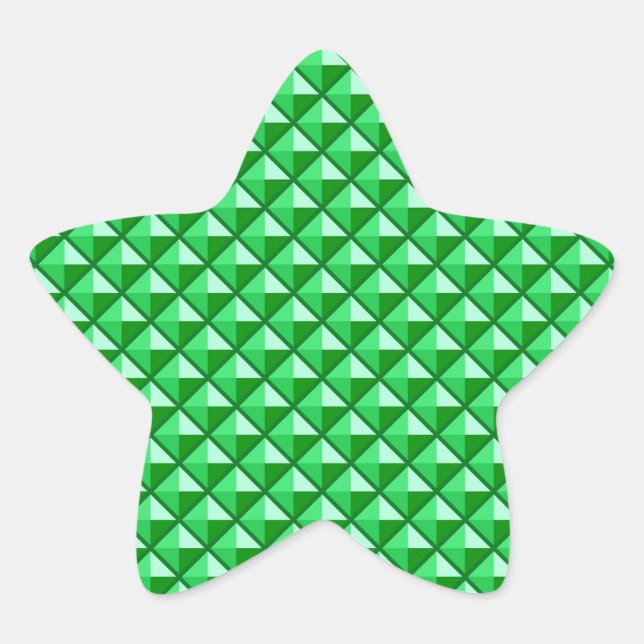 Emerald green, enamel look, studded grid star sticker (Front)