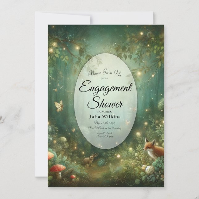 Emerald Green Enchanted Forest  Invitation (Front)