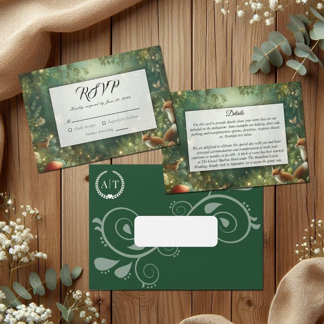 Emerald Green Enchanted Forest Wedding Enclosure Card (Creator Uploaded)