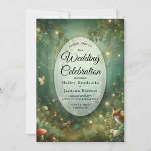 Emerald Green Enchanted Forest Wedding Invitation