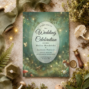 Emerald Green Enchanted Forest Wedding Invitation