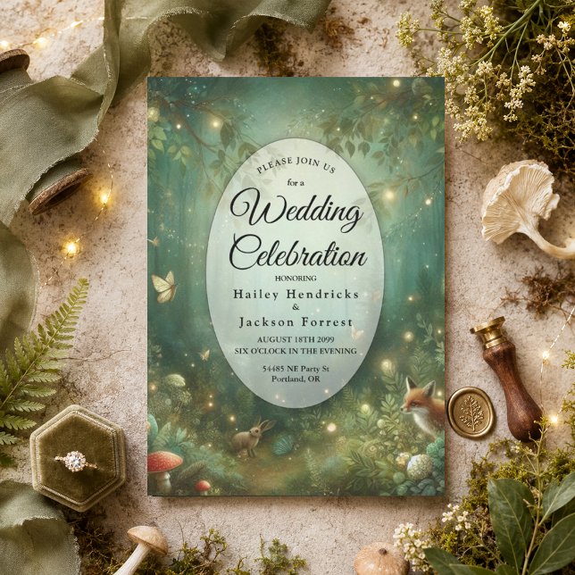 Emerald Green Enchanted Forest Wedding Invitation (Creator Uploaded)