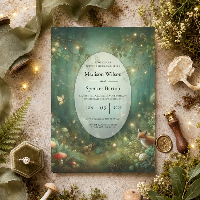 Emerald Green Enchanted Forest Wedding Invitation (Creator Uploaded)