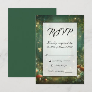 Emerald Green Enchanted Forest Wedding RSVP Card