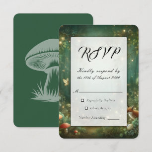 Emerald Green Enchanted Forest Wedding RSVP Card