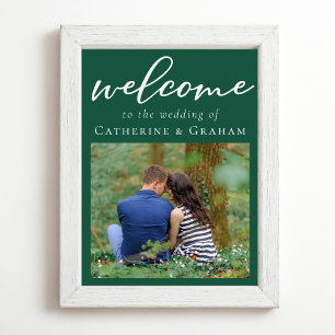 Emerald Green Engagement Photo Wedding Welcome Poster