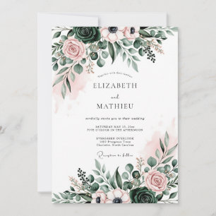 Emerald Green Ethereal Botanical Wedding Invitation
