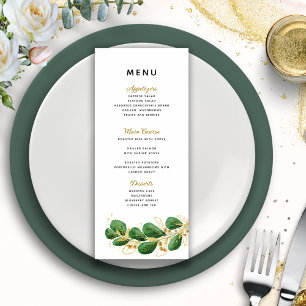 Emerald Green Eucalyptus Greenery Elegant Wedding Menu