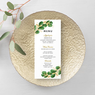 Emerald Green Eucalyptus Greenery Elegant Wedding Menu
