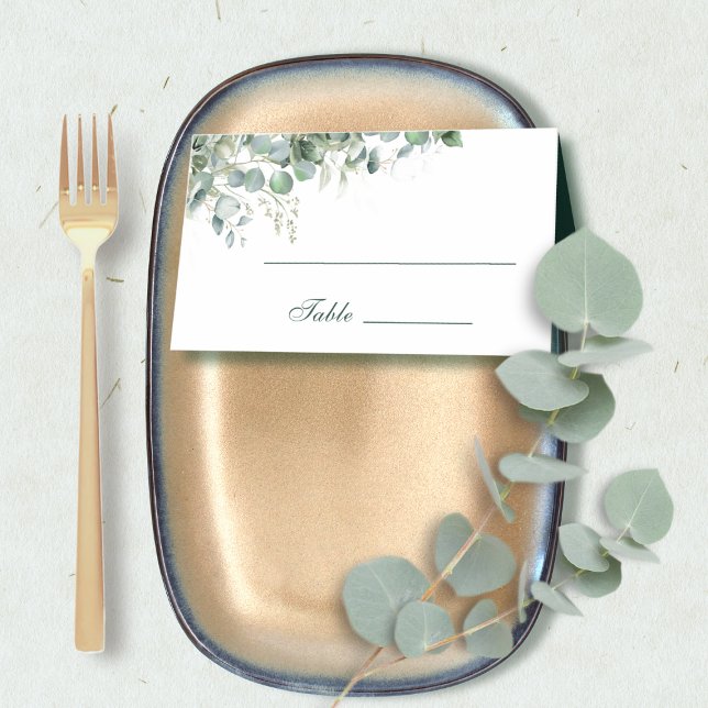 Emerald Green Eucalyptus Sage Green Watercolor Place Card (Creator Uploaded)