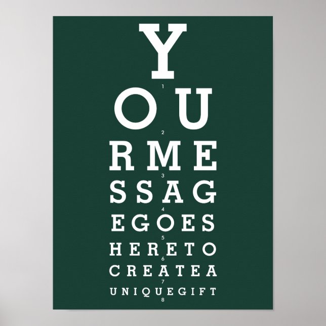 Emerald Green Eyesight Chart Custom Message  (Front)
