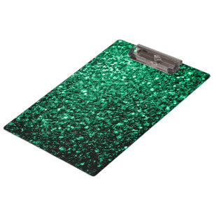 Emerald Green faux glitter sparkles Clipboard