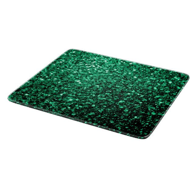 Emerald Green faux glitter sparkles Cutting Board (Corner)