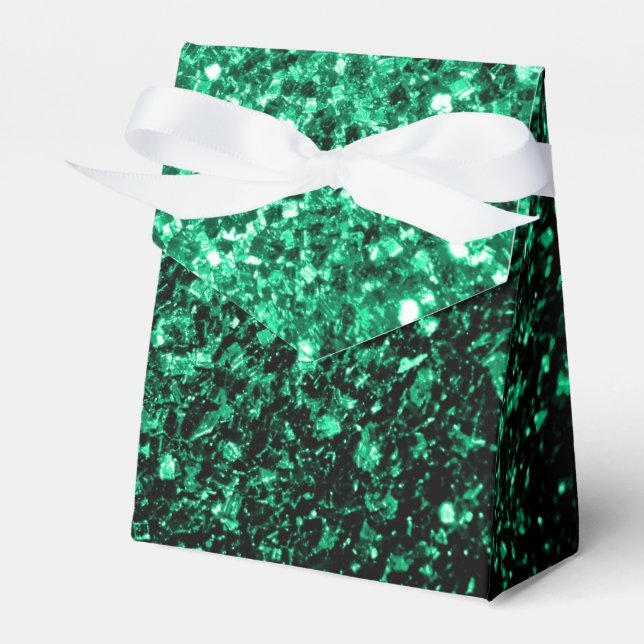 Emerald Green faux glitter sparkles Favour Box (Front Side)